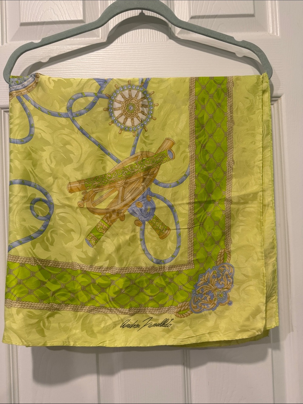 Yellow & Lime Nautical-Print Fashion Silk Scarf